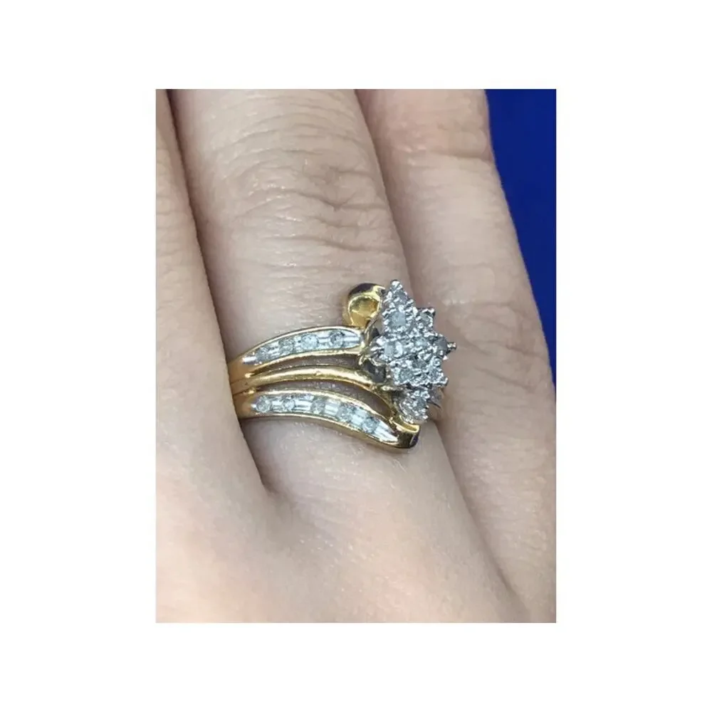 925 Sterling Silver Gold Plated CZ Ring Size 7